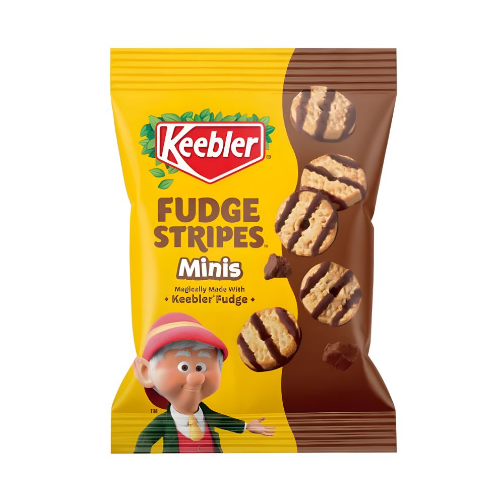 Keebler Cookies Fudge Stripes Minis, 85g chocolate cookies.