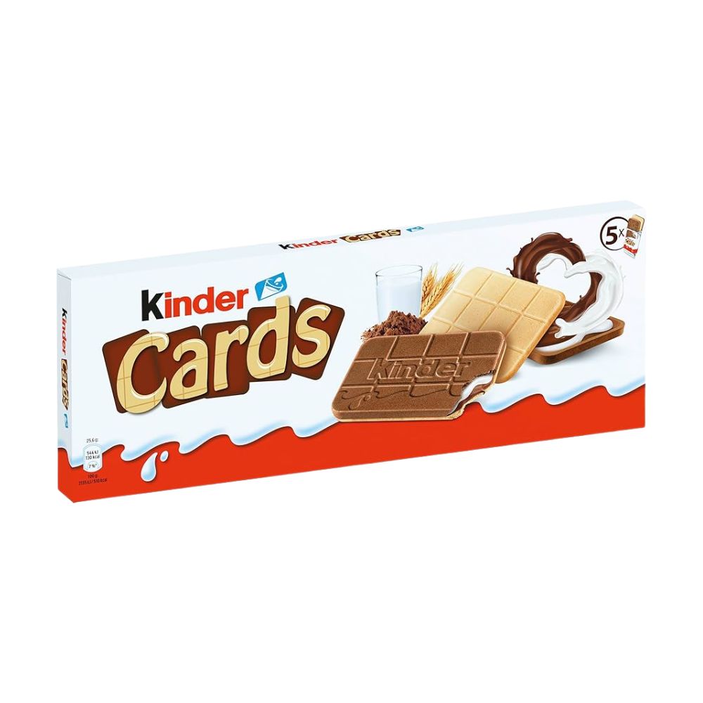 Kinder Cards, vaflasta keks s kremastim punjenjem od mlijeka i kakaa, 128 g (komada 20) 