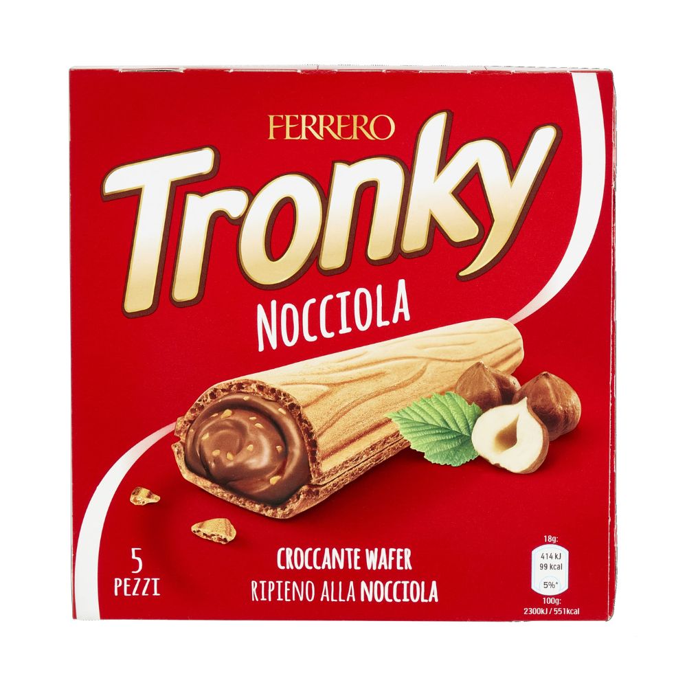 Confezione da 90g, wafer con ripieno cremoso alla nocciola e al cacao Ferrero.