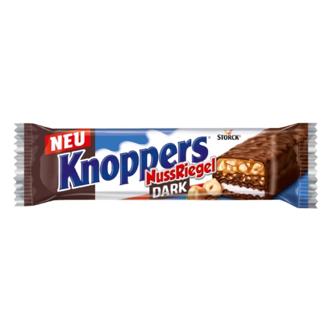 Confezione da 25, barretta di wafer con cioccolato fondente, nocciole e caramello da 40g Knoppers.