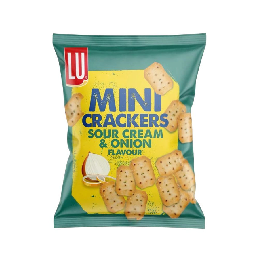 Confezione da 24, LU Mini Crackers Sour Cream &amp; Onion da 77,5g.