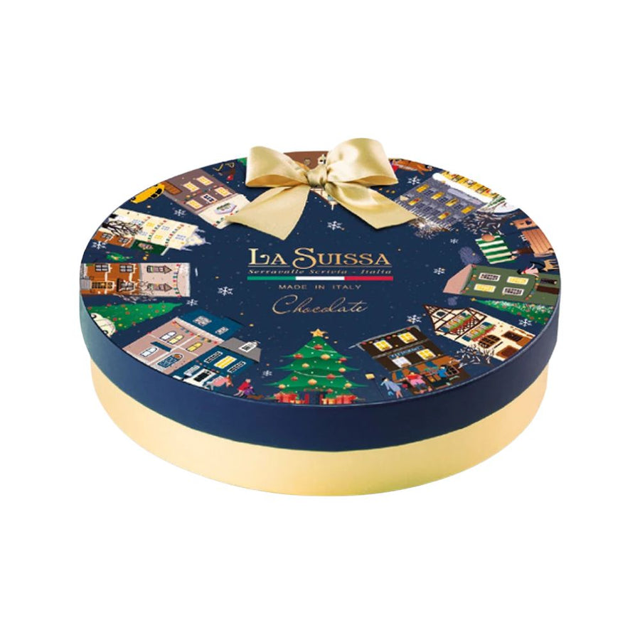 La Suissa Ghirlanda Di Natale, praline di cioccolato al latte e fondente ripiene di crema al gusto di caramello da 400g.