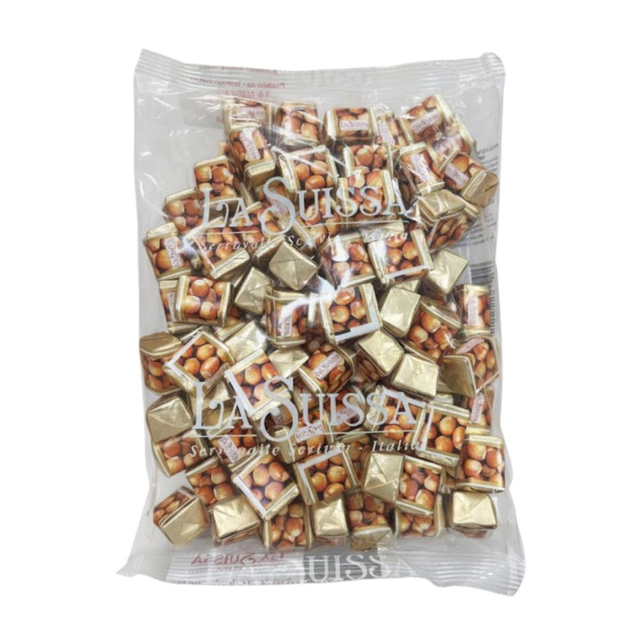 La Suissa Nociò, praline di cioccolato al latte ripiene di morbida crema gianduia con nocciola intera (Confezione da 1kg).