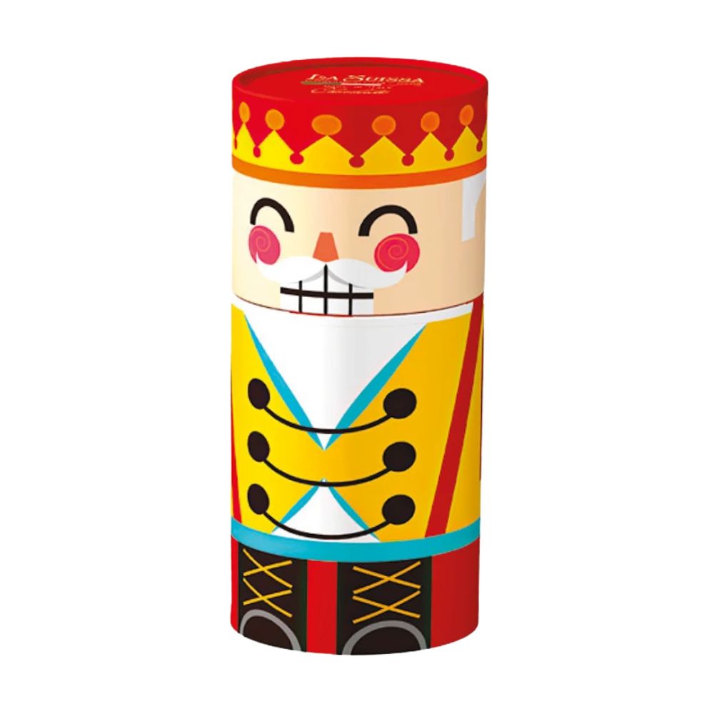 La Suissa Tubo Schiaccianoci, praline di cioccolato al latte e fondente ripiene di crema al gusto di caramello da 220g.