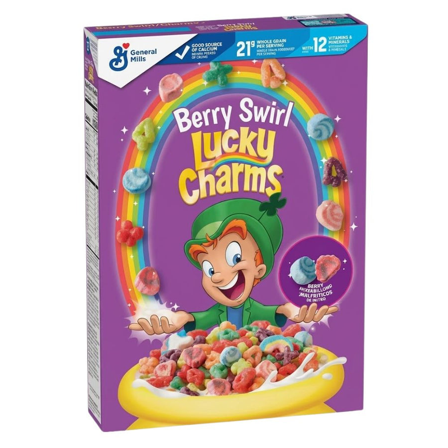Lucky Charms Berry Swirl, cereali con marshmallows al gusto di frutti di bosco 309g (Confezione da 12)