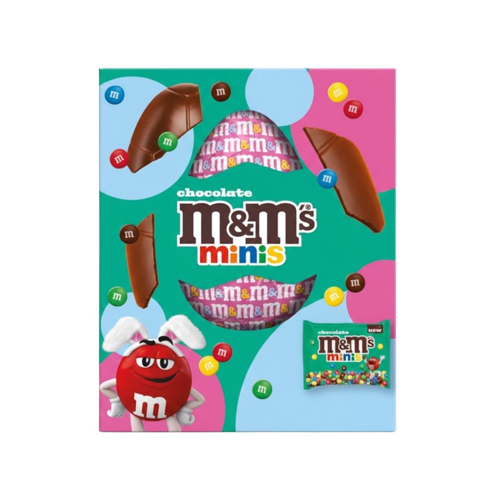 M&M's Minis Medium Egg, uovo di cioccolato al latte con M&M's da 97g (Confezione da 9)
