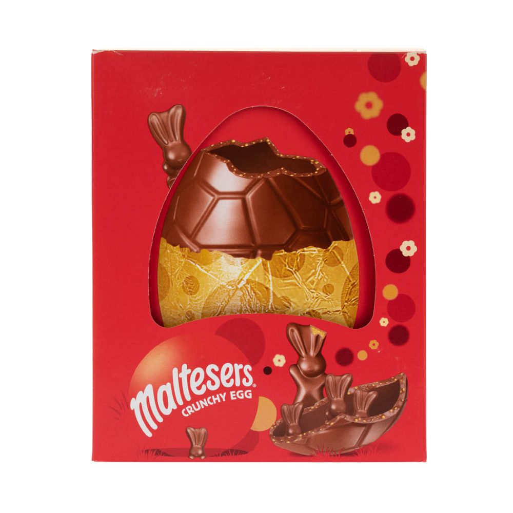 Maltesers Crunchy Giant Egg, milk chocolate egg with pieces crunchy pieces weighing 496g 