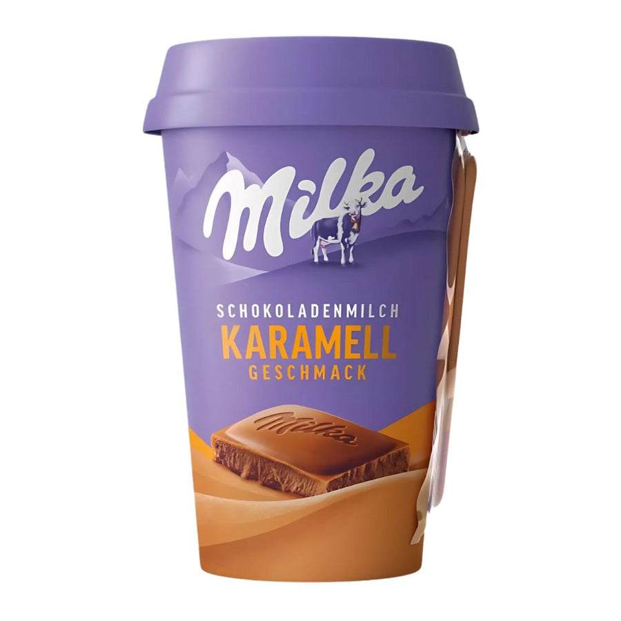 Confezione da 10, latte al cioccolato gusto caramello da 220ml Milka.
