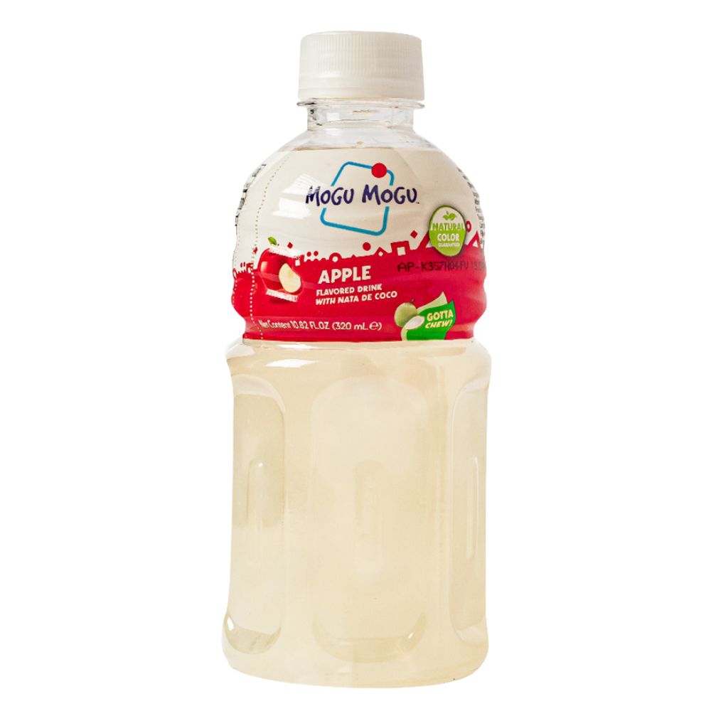 Confezione da 24, bevanda aromatizzata al gusto di mela con nata de cocco 320ml Mogu Mogu.