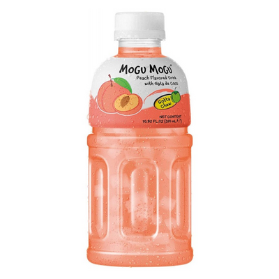 Confezione da 320ml di bevanda alla pesca con nata de cocco Mogu Mogu Peach Flavored Drink
