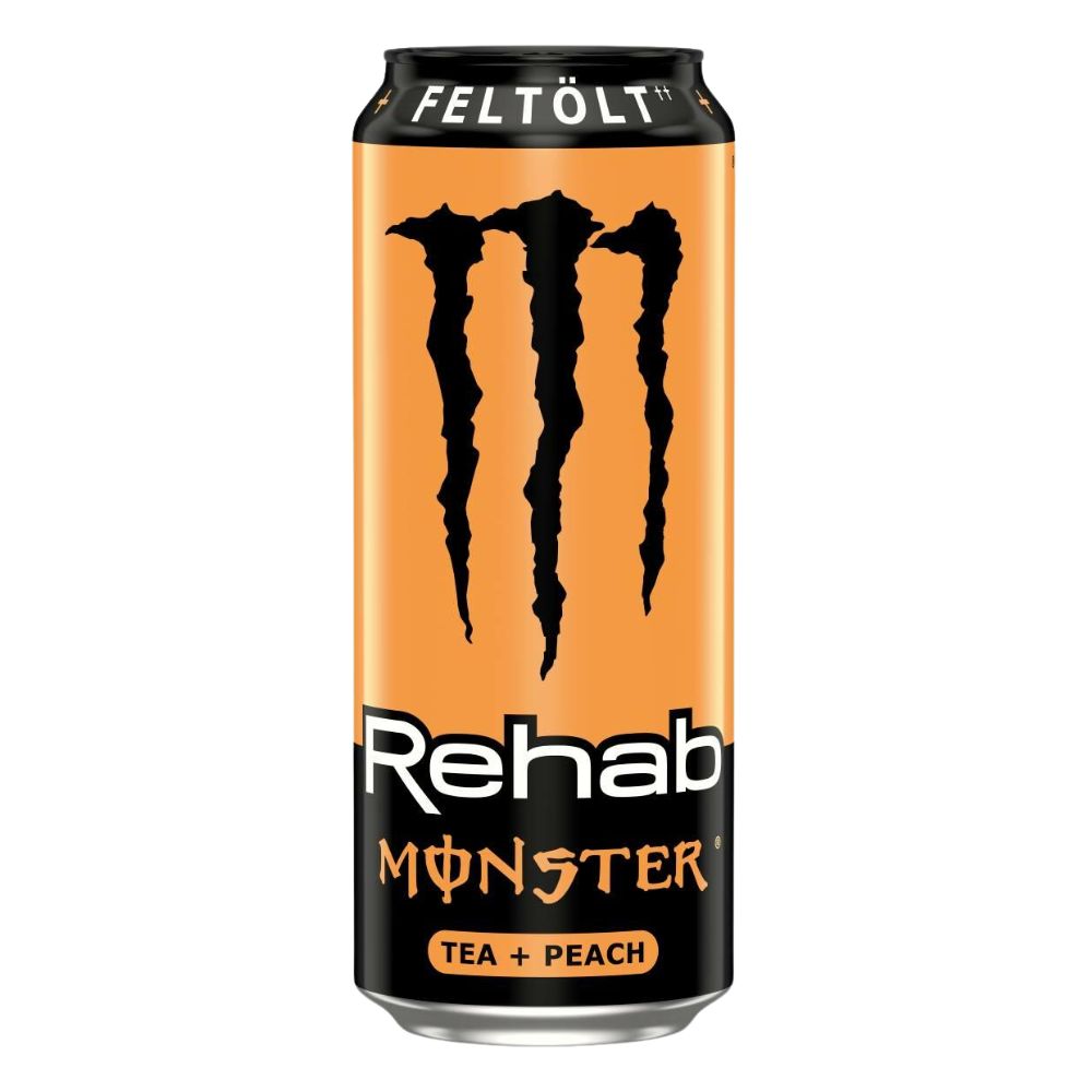 Confezione da 500ml, bevanda energetica al gusto di pesca Monster.