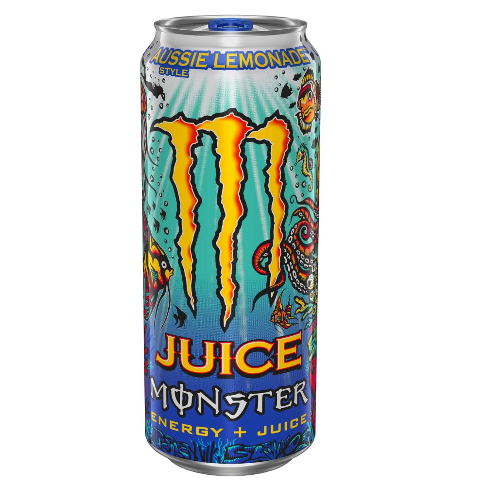 Confezione di energy drink al gusto limonata Monster Energy Aussie Lemonade da 500ml
