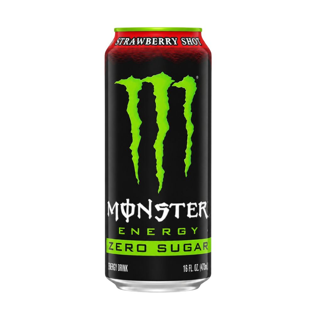 Monster Energy Strawberry Shot Zero Sugar, bevanda energetica al gusto di fragola da 473ml (Confezione da 24)