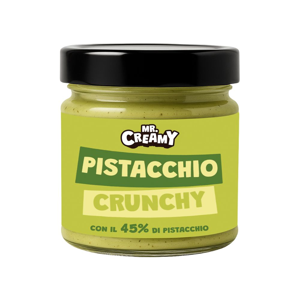 Mr. Creamy Pistachio Crunchy, 45% Pistachio spreadable cream with chopped Pistachio, 200g (Pack of 6) 