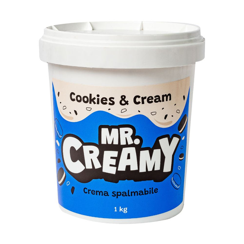 Confezione da 1 kg di crema spalmabile al Cookies & Cream Mr. Creamy.