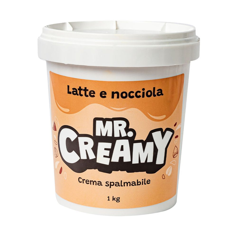 Confezione da 1 kg di crema spalmabile al Latte e Nocciola Mr. Creamy.