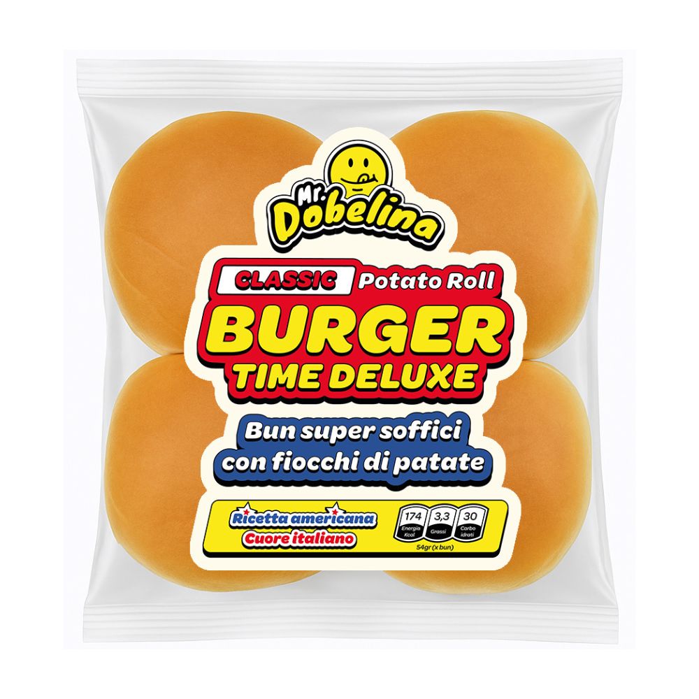 Burger Potato Roll Classic, 4 potato buns for burgers of 54g (Pack of 18) 