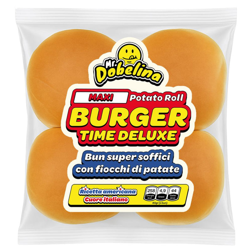 Burger Potato Roll MAXI, 4 aardappelbroodjes voor burgers in MAXI-formaat van 80g (verpakking van 18) 