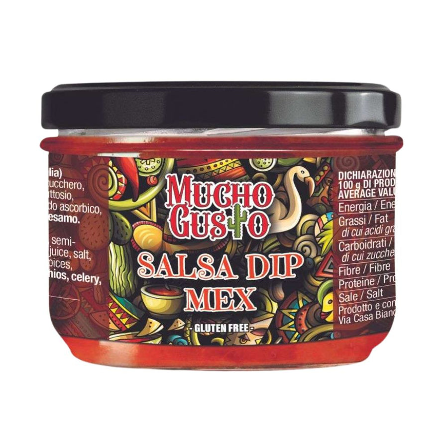 Confezione da 6, salsa piccante a base di pomodoro con peperoni da 230g Mucho Gusto.