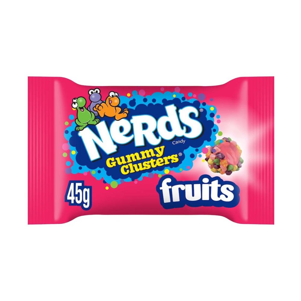Nerds Gummy Cluster Fruits, caramelle al gusto di frutta da 45g (Confezione da 20).