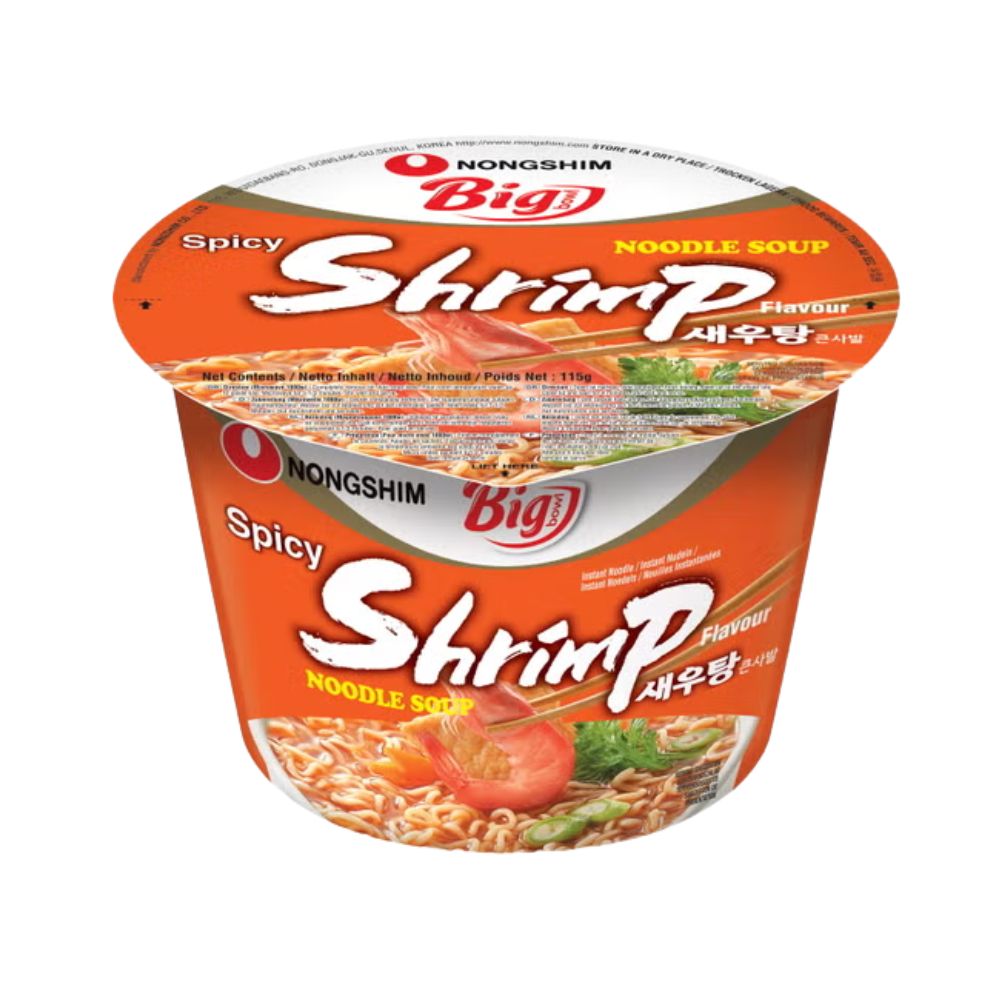 Nongshim Big Bowl Noodle Shrimp, noodles al gusto di gamberetti da 115g (Confezione da 16)