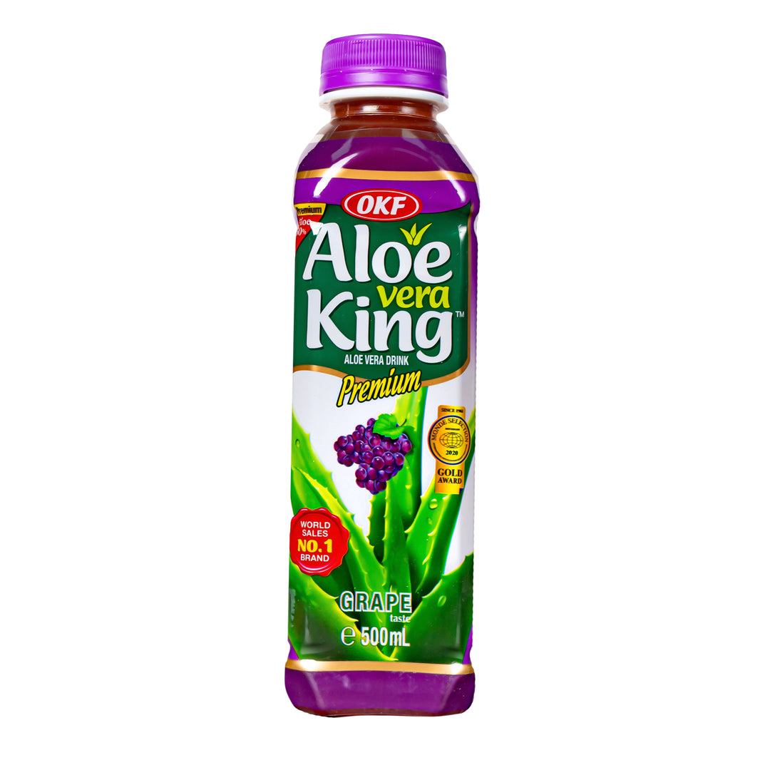 OKF Aloe Vera King Grape, bevanda aloe vera al gusto di uva da 500ml (Confezione da 20)
