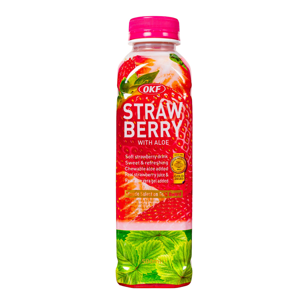 OKF Strawberry With Aloe, bevanda idratante al gusto di fragola e aloe da 500ml (Confezione da 20)