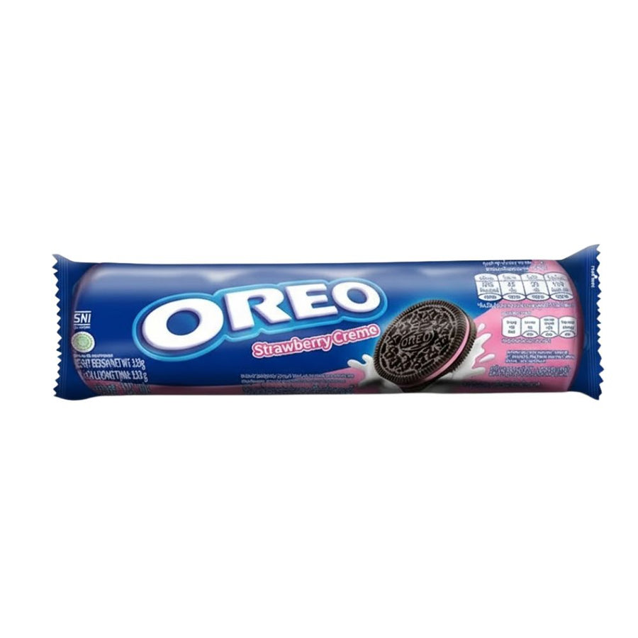 Confezione da 24, biscotti di cacao con ripieno al gusto di fragola da 119,6g Oreo.