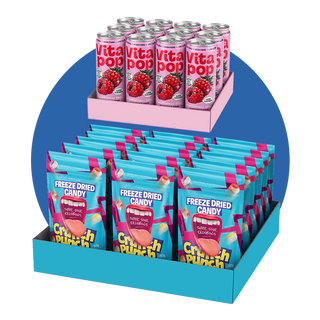 1 pack of Vita Pop (12 x 330 ml) + 1 pack of Crunch Punch (15 x 50 g)