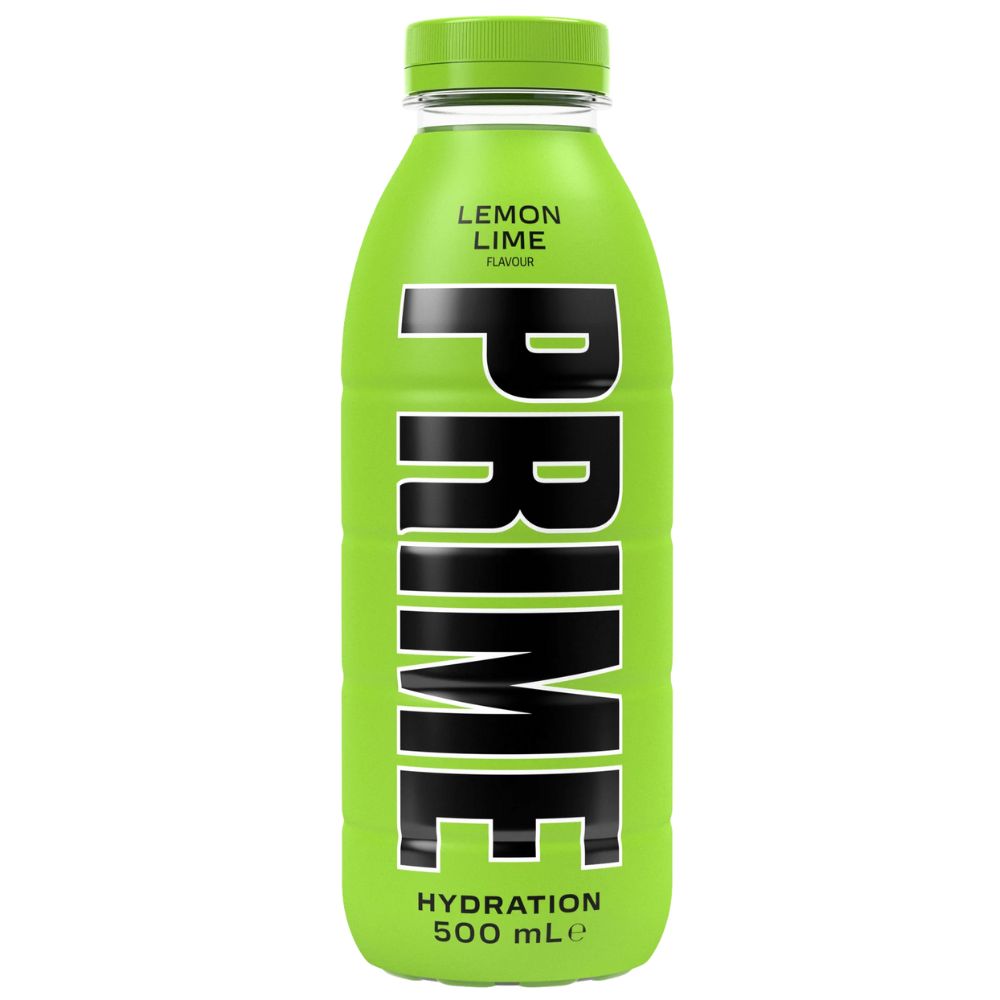 Confezione da 12, bevanda aromatizzata al gusto di limone e lime da 500ml Prime.