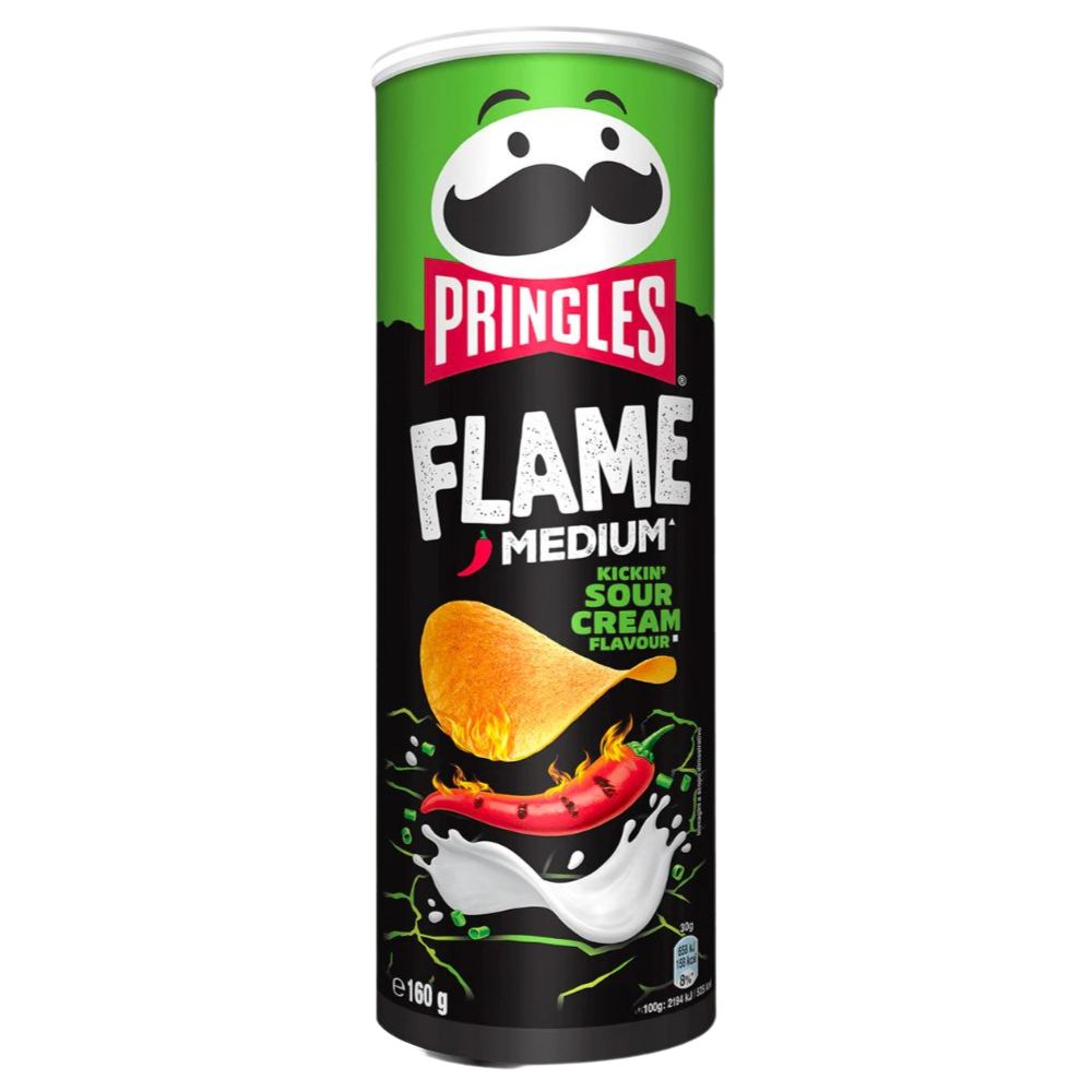 Confezione da 9, patatine al gusto di panna acida Pringles da 160g.