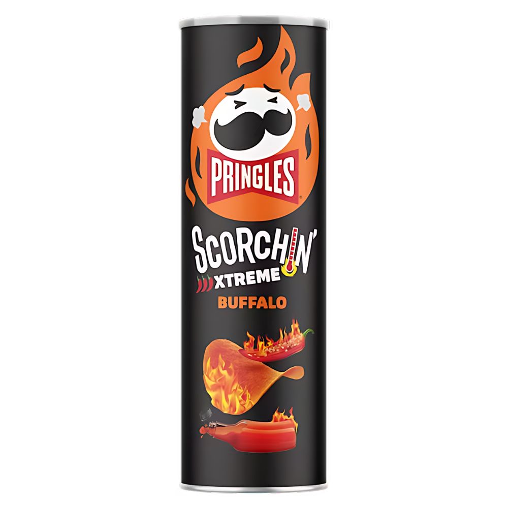 Confezione da 14 di Pringles Scorchin Xtreme Buffallo da 156g.