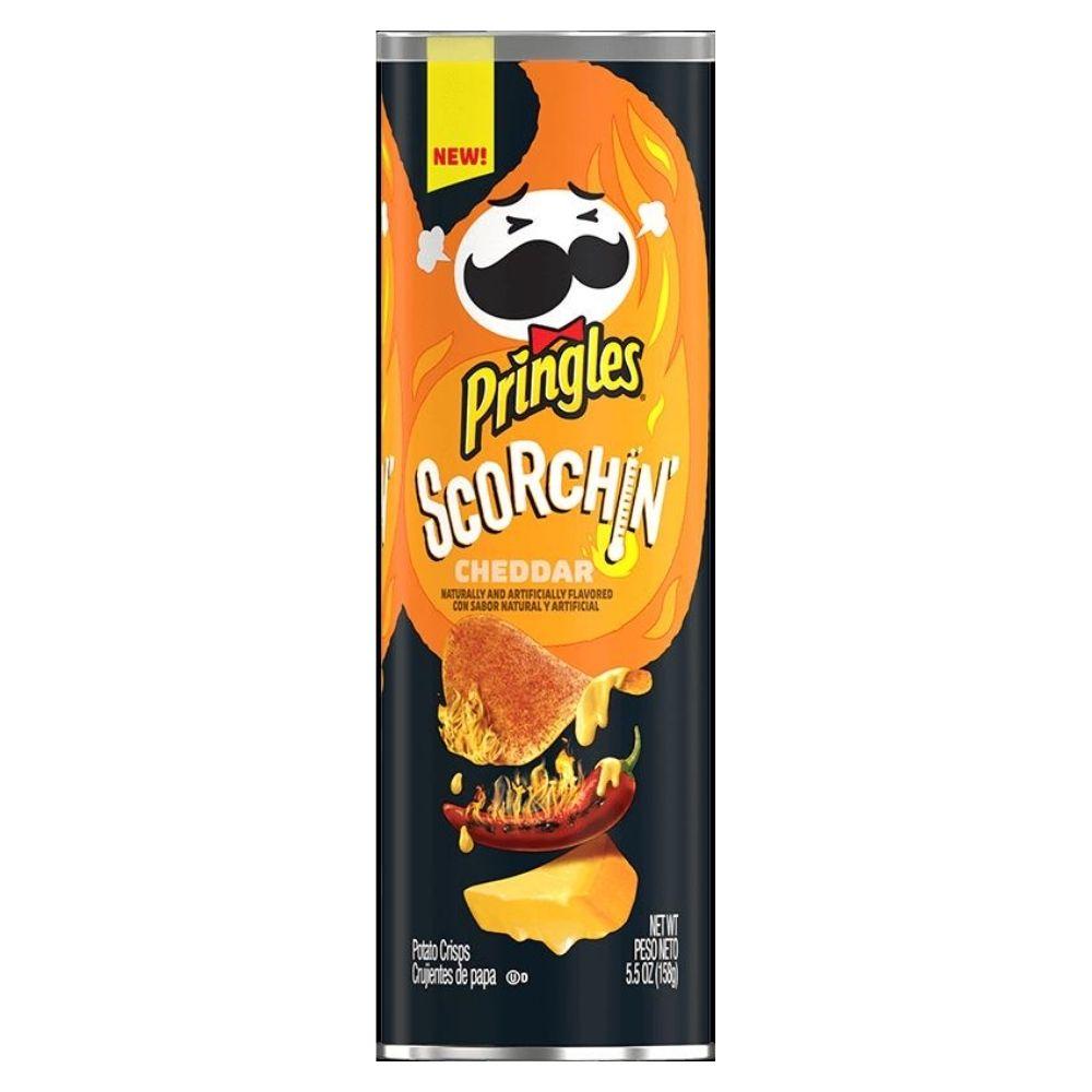 Confezione da 14, patatine piccanti al gusto di formaggio Pringles da 158g.