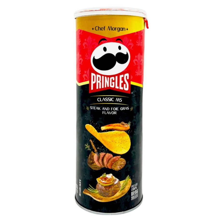 Confezione da 24 di Pringles Classic M5 Steak And Foie Gras Flavor da 80g.