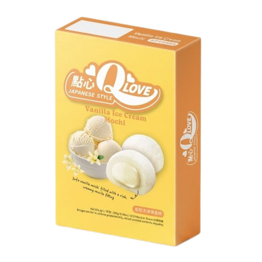 QLove Vanilla Ice Cream Mochi, mochi al gusto di vaniglia da 180g (Confezione da 24)