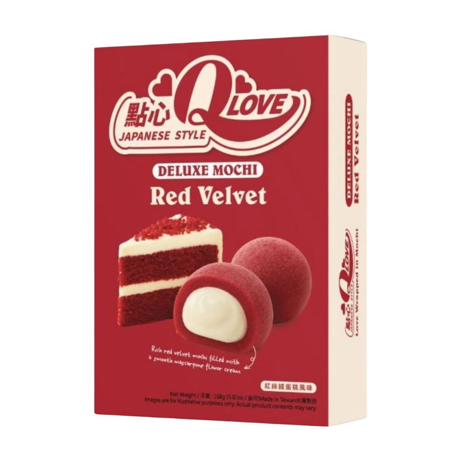 QLove Deluxe Red Velvet Mochi, mochi al gusto di red velvet da 168g (Confezione da 24)
