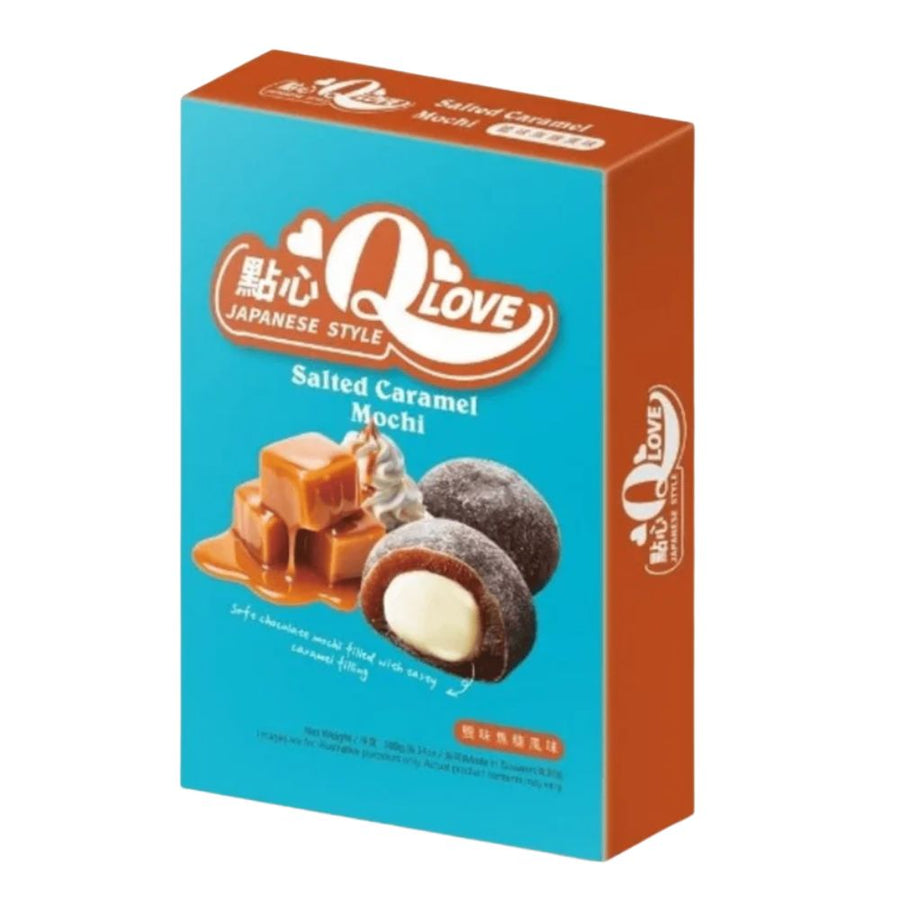 QLove Salted Caramel Mochi, mochi al gusto di caramello salato da 180g (Confezione da 24)