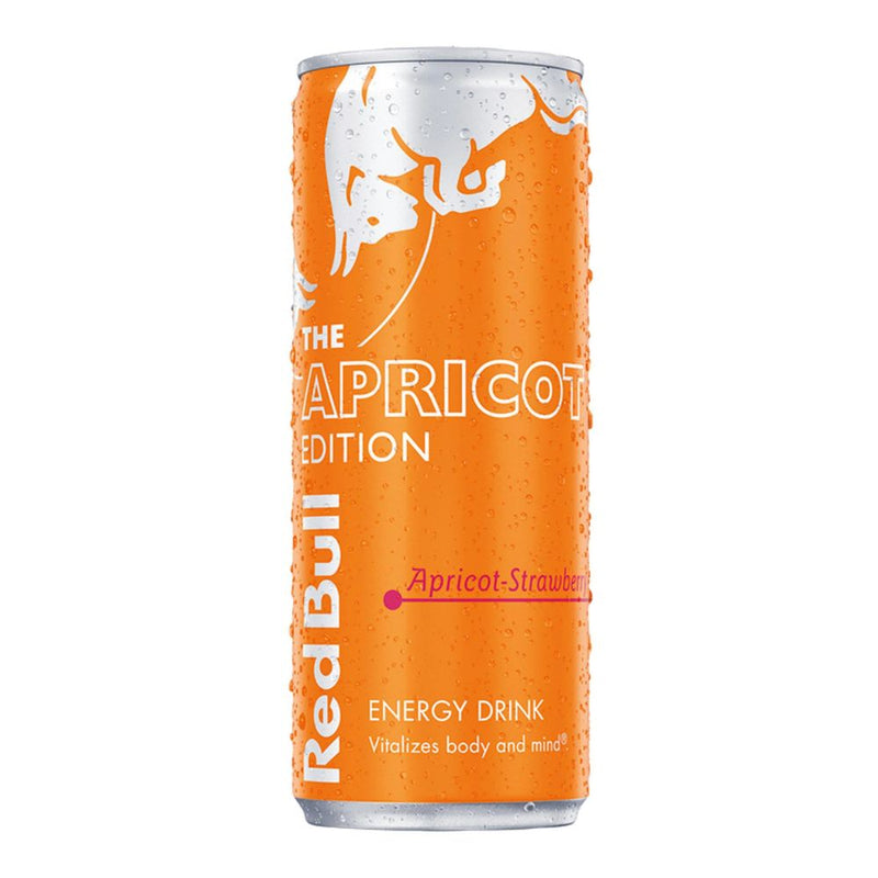Confezione da 12, bevanda energetica al gusto di albicocca e fragola da 250ml Red Bull.