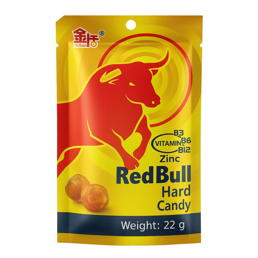 Confezione da 20 di Red Bull Hard Candy, caramelle al gusto di Red Bull da 22g.