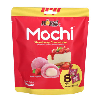 Confezione da 12, mochi al gusto di cheese cake alla fragola da 120g.