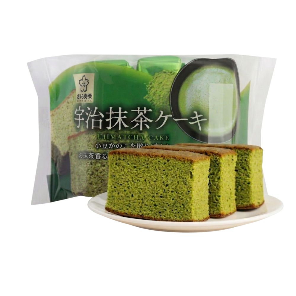 Confezione da 12 di Sakura Seika Uji Matcha Cake da 120g.