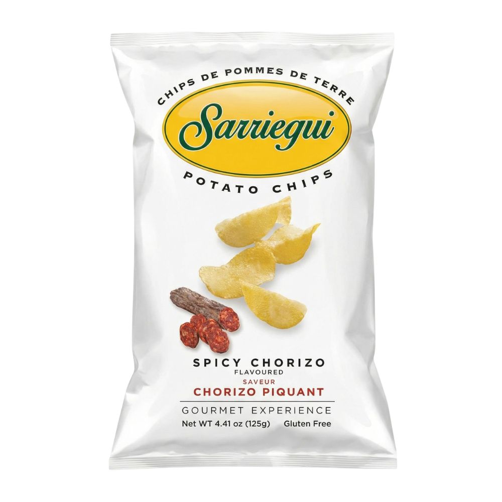 Sarriegui Potato Chips Spicy Chorizo, patatine piccanti al gusto di chorizo da 125g (Confezione da 10)