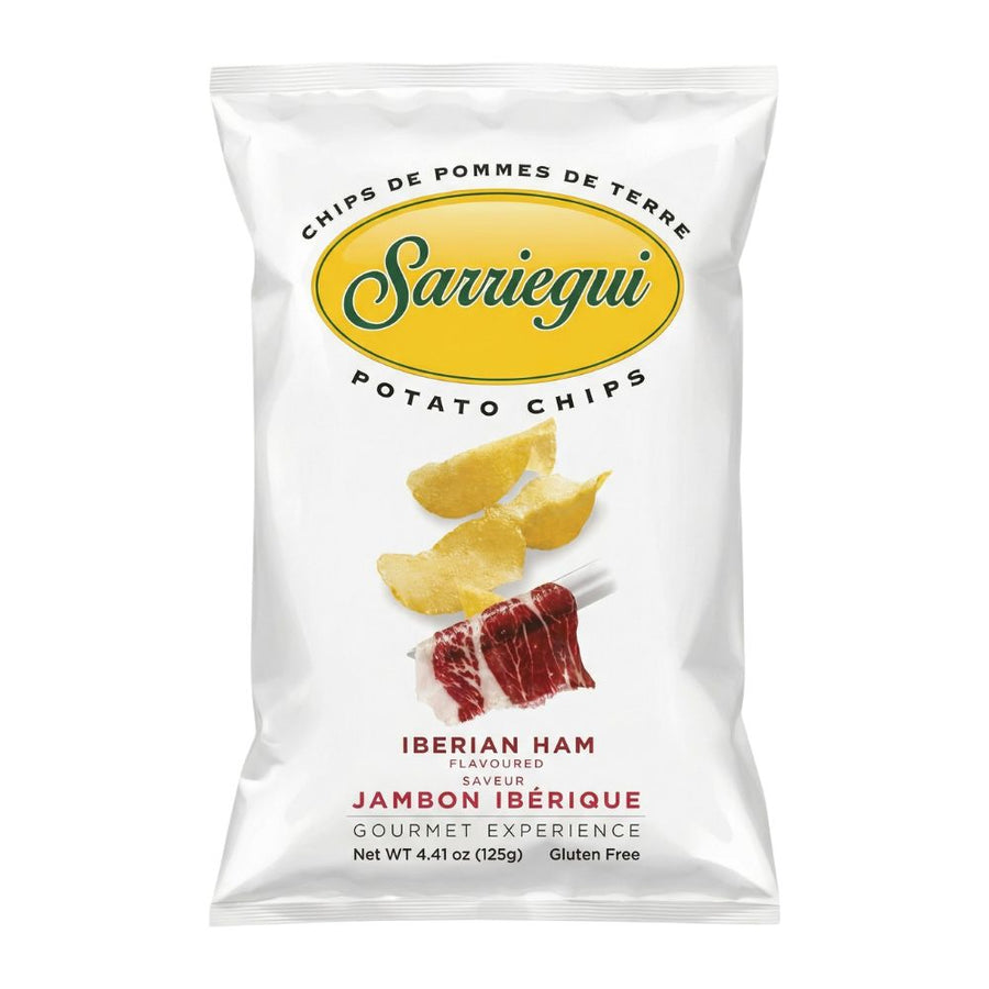 Sarriegui Potato Chips Iberian Ham, patatine al gusto di jamon iberico da 125g (Confezione da 10)