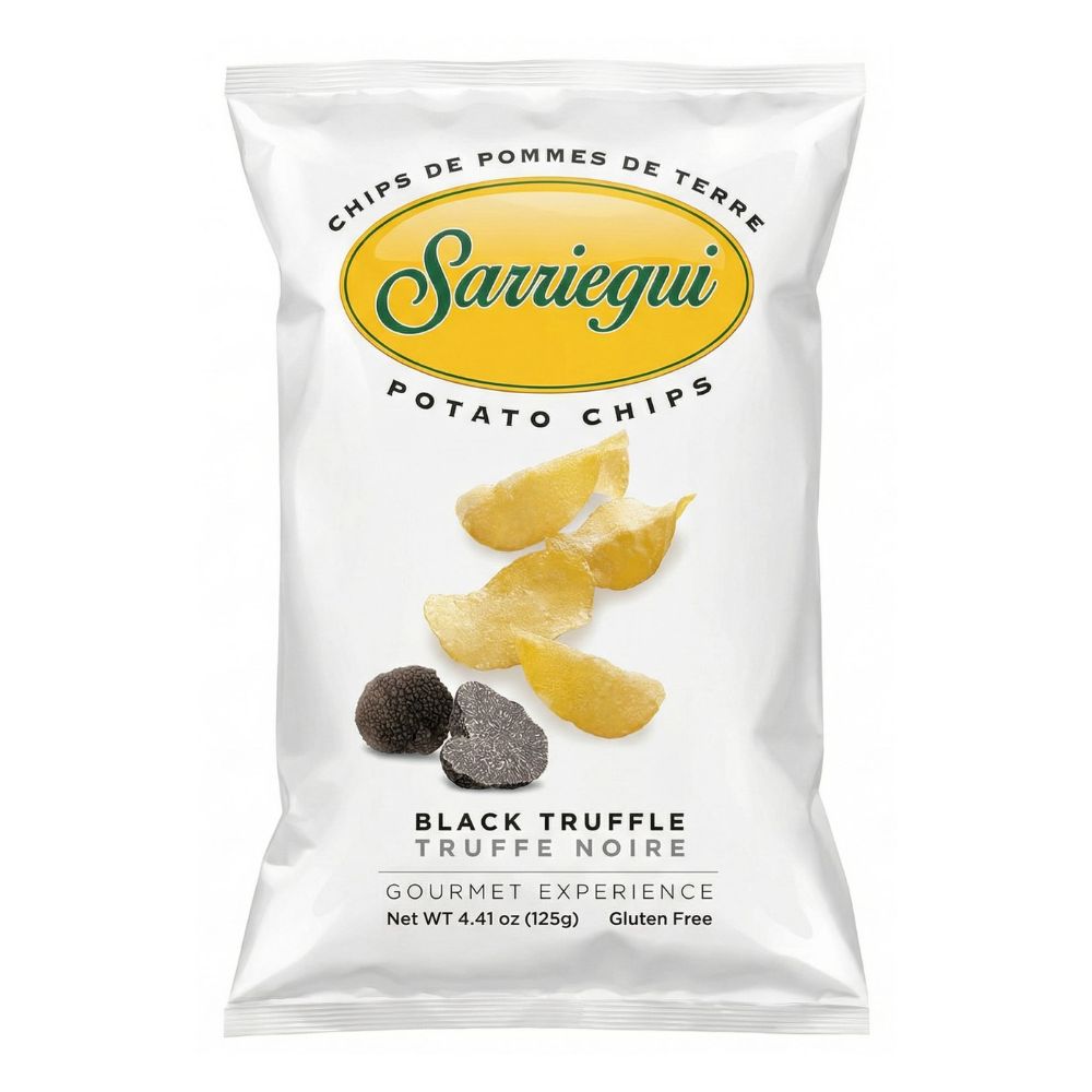 Sarriegui Potato Chips Black Truffle, patatine al gusto di tartufo da 125g (Confezione da 10)