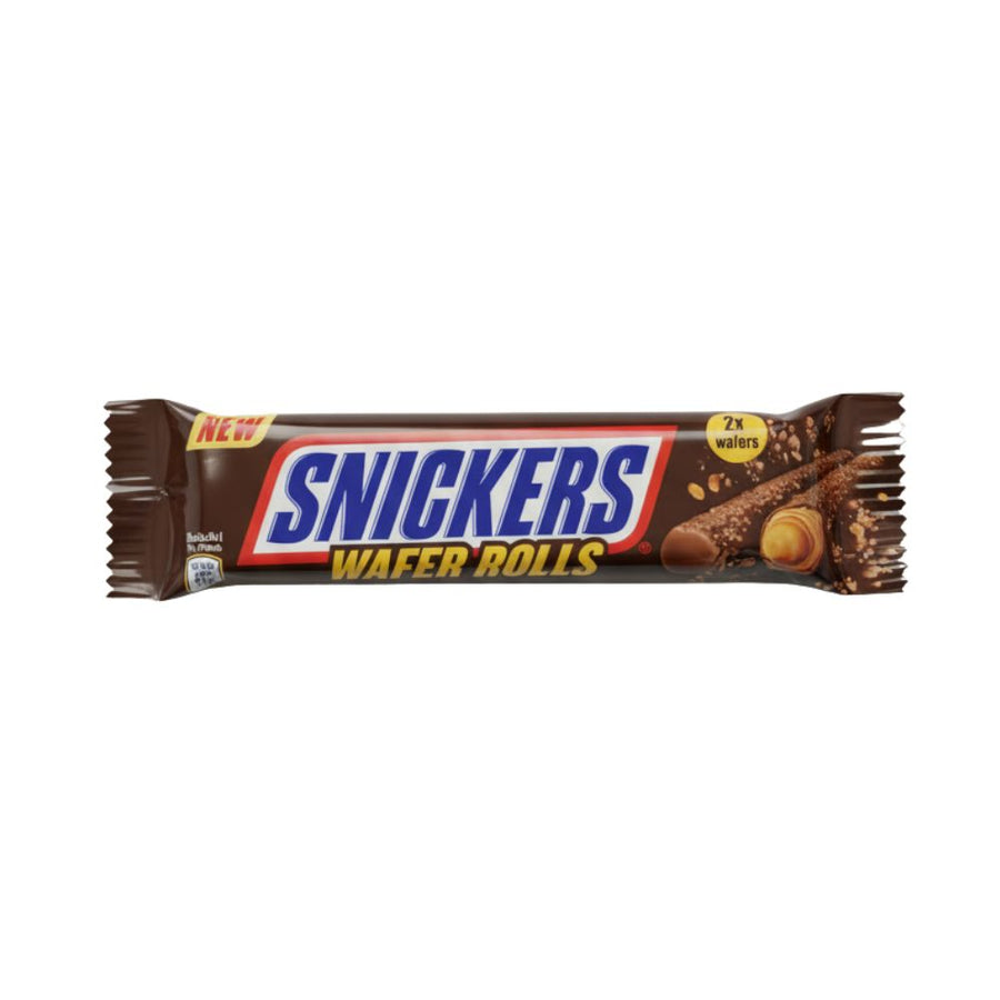 Snickers Wafer Rolls, wafer arrotolato ricoperto di cioccolato e ripieno di caramello da 24g (Confezione da 12).