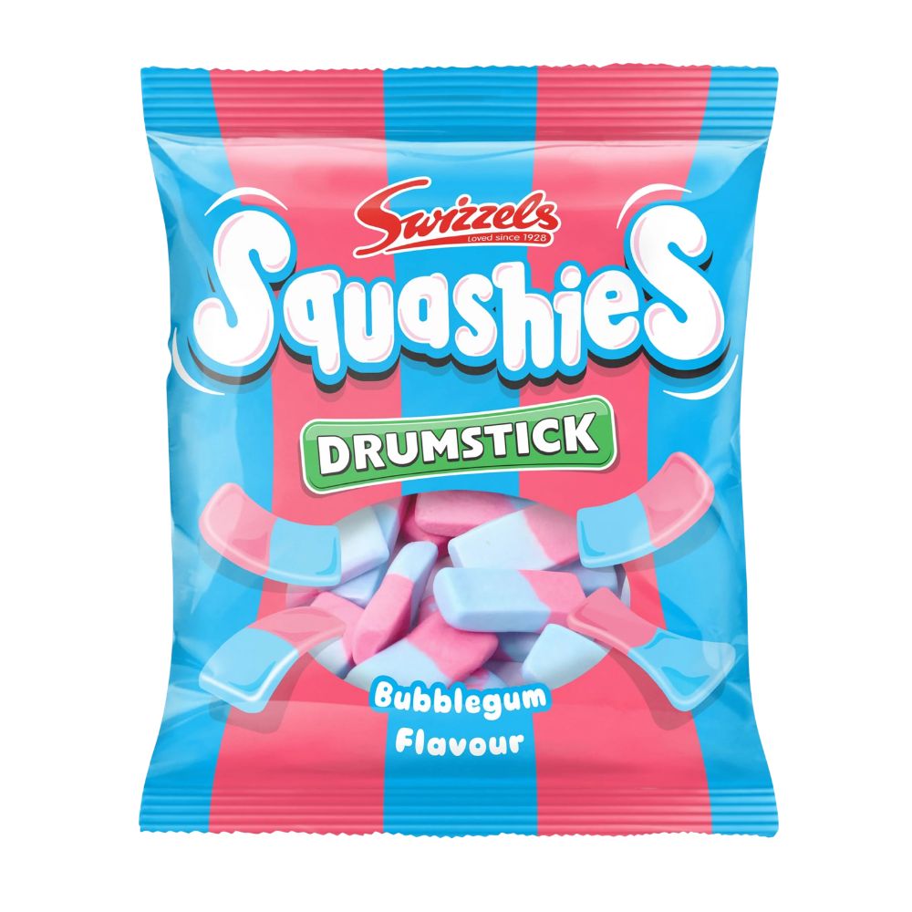 Swizzels Squashies saveur bubblegum, bonbons gélifiés goût bubblegum de 120 g (lot de 12) 