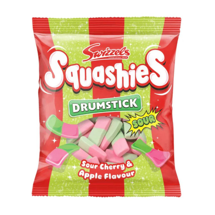 Swizzels Squashies Sour Cherry & Apple Flavour, caramelle gommose al gusto di ciliegia e mela da 120g (Confezione da 12)