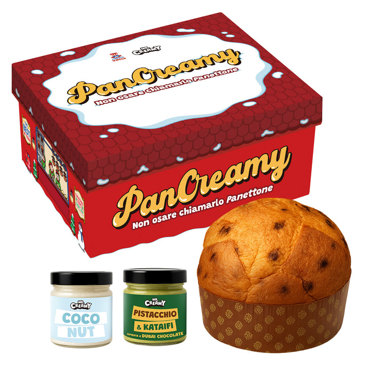 PanCreamy Choco Chunky, Panettone artigianale da 900g + Mr.Creamy Coconut e Pistacchio & Kataifi da 200 g