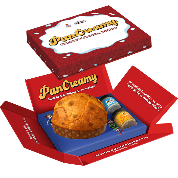 PanCreamy Caramel Chunky, Panettone artigianale da 900g + Mr.Creamy Cookies & Cream e Salted Caramel da 200 g