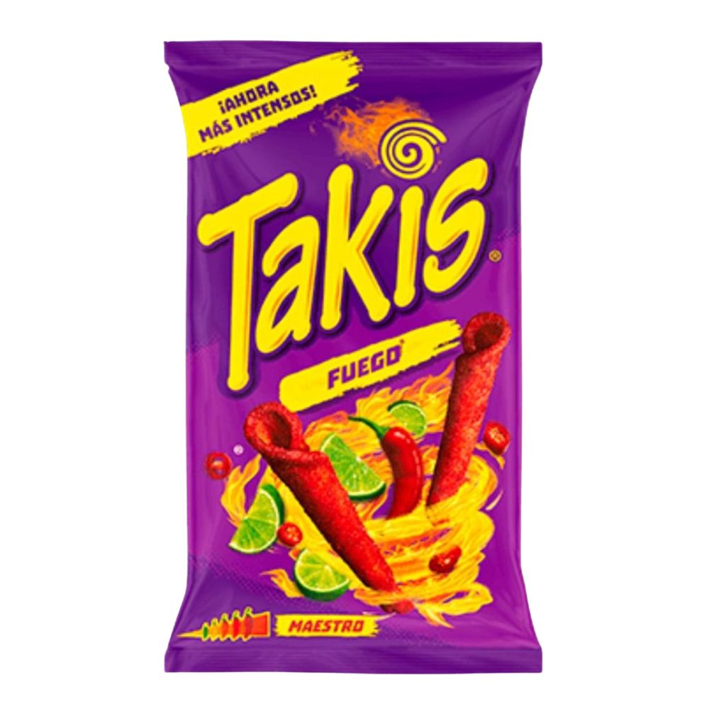 Confezione da 18, snack di mais al gusto di chilli e lime da 100g Takis.